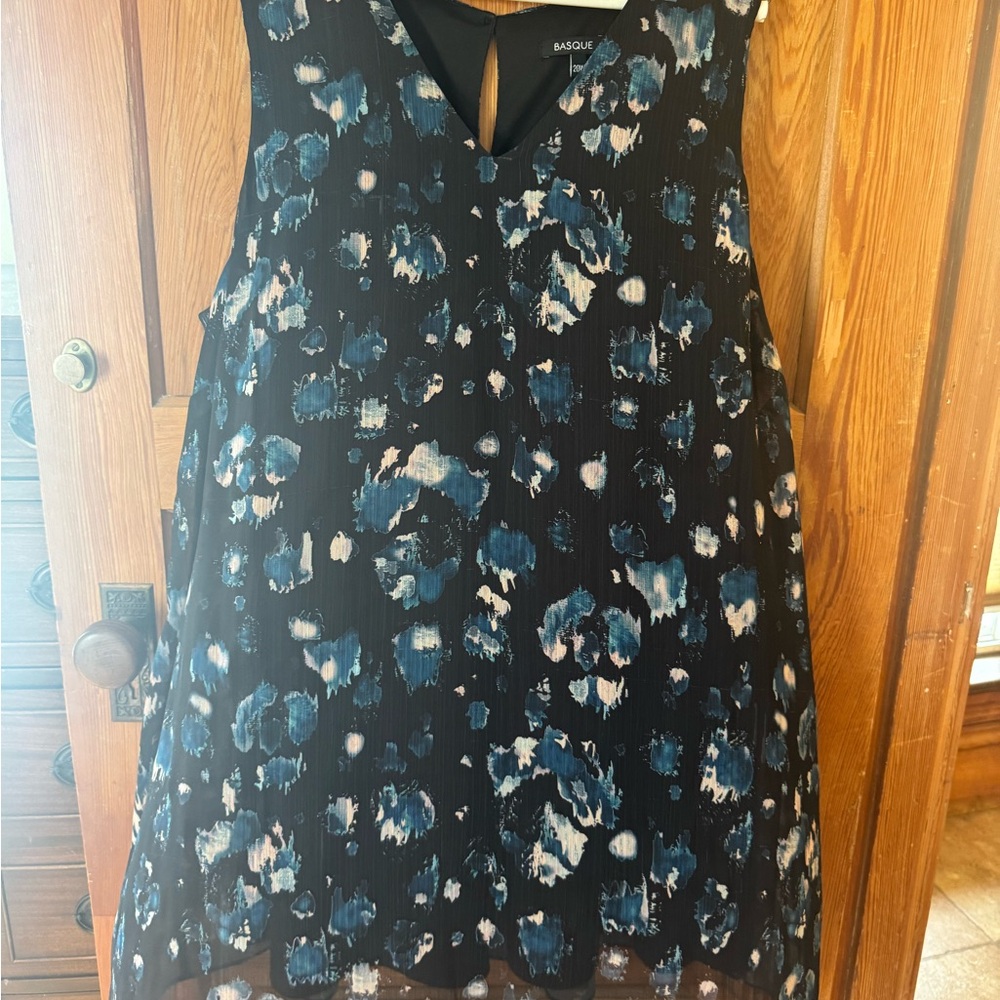 Basque Black and Blue Patterned Dress